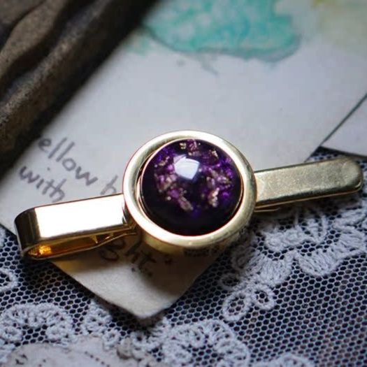 ネクタイピン 宝石風装飾円形金製ネクタイピン