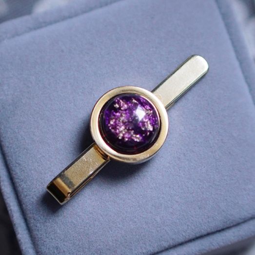 ネクタイピン 宝石風装飾円形金製ネクタイピン