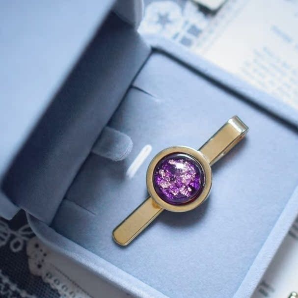 ネクタイピン 宝石風装飾円形金製ネクタイピン