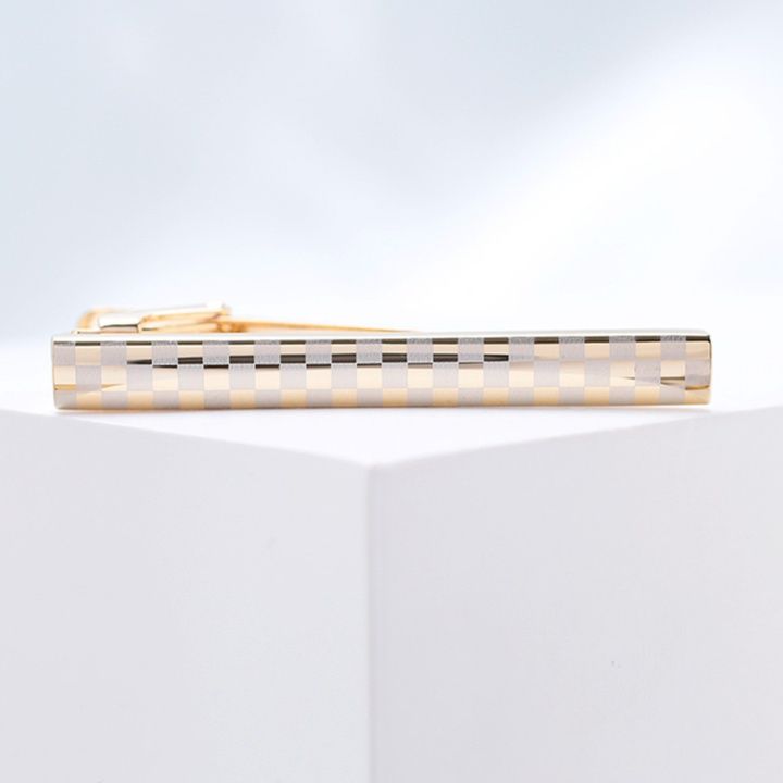 ネクタイピン 市松模様刻印入り高級ネクタイピン