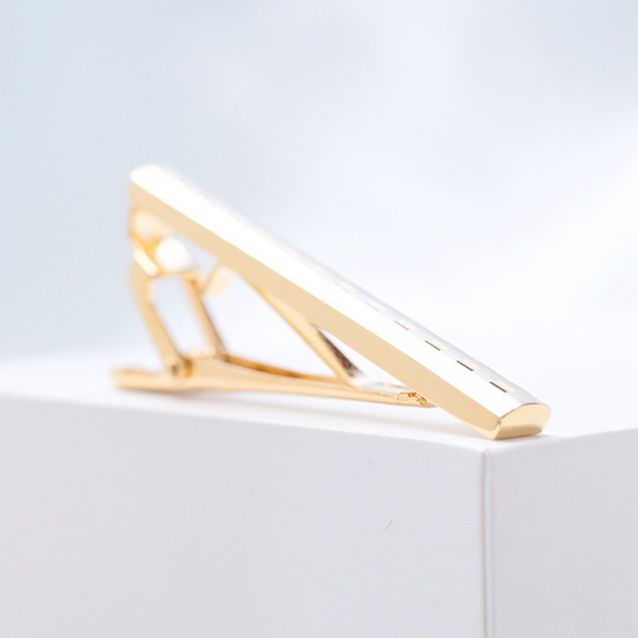 ネクタイピン 市松模様刻印入り高級ネクタイピン