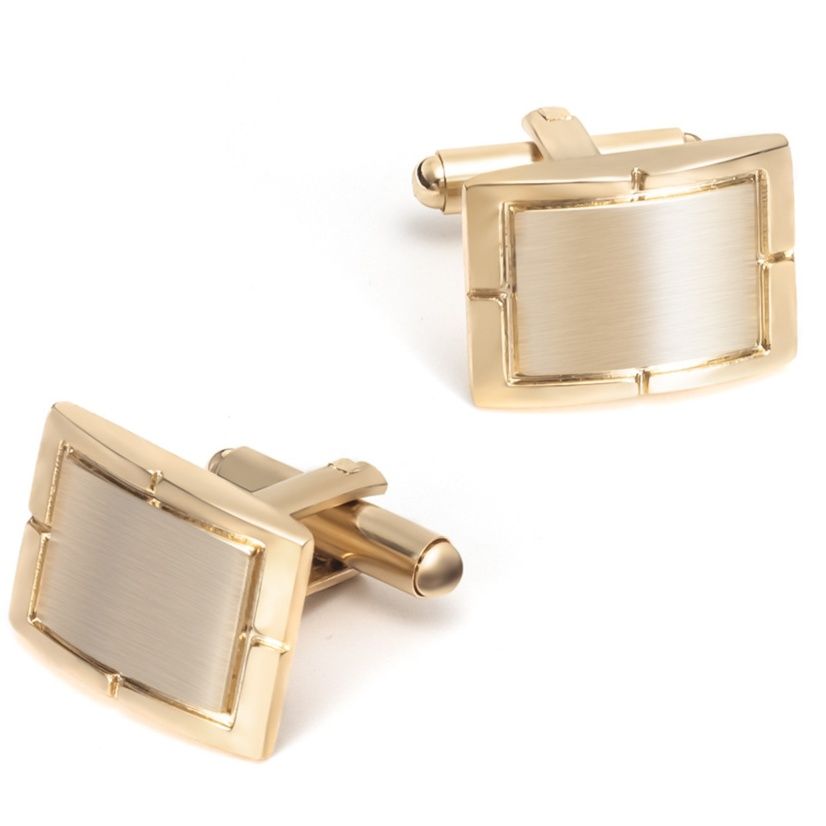 ネクタイピン 高級二重枠長方形ネクタイピン袖口ボタン三点組