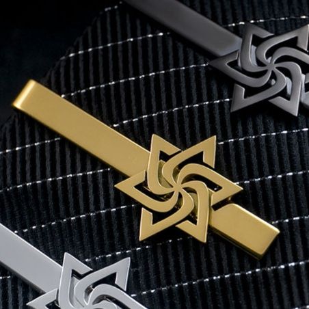 ネクタイピン 六芒星旋風模様金製ネクタイピン