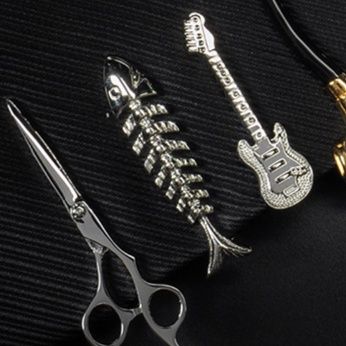 ネクタイピン 魚骨デザイン立体造形ネクタイピン