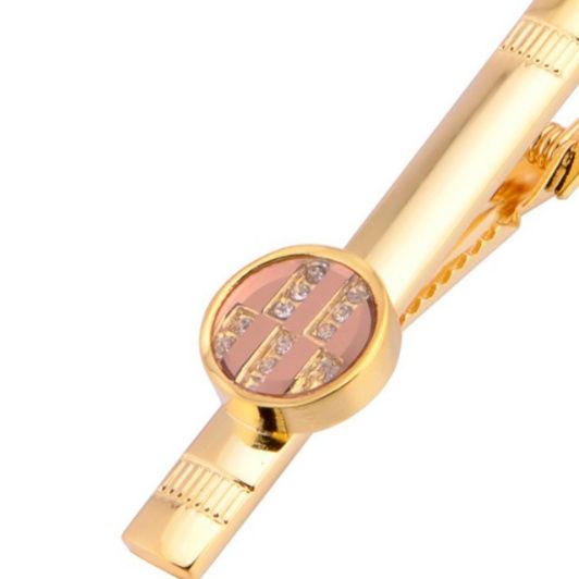 ネクタイピン 円形装飾付き金製ネクタイピン