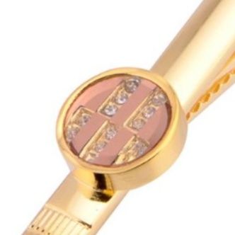 ネクタイピン 円形装飾付き金製ネクタイピン