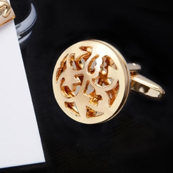 ネクタイピン 手工彫刻花紋ネクタイピンカフス三点セット