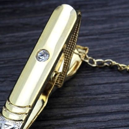 ネクタイピン 宝石付き二色調高級ネクタイピン