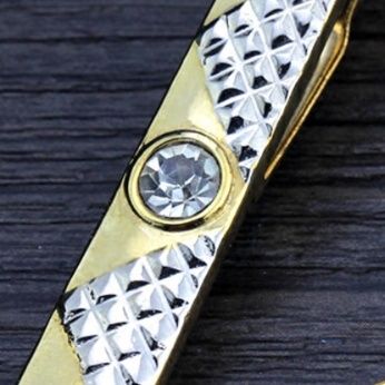 ネクタイピン 菱形模様付きクリスタル装飾ネクタイピン