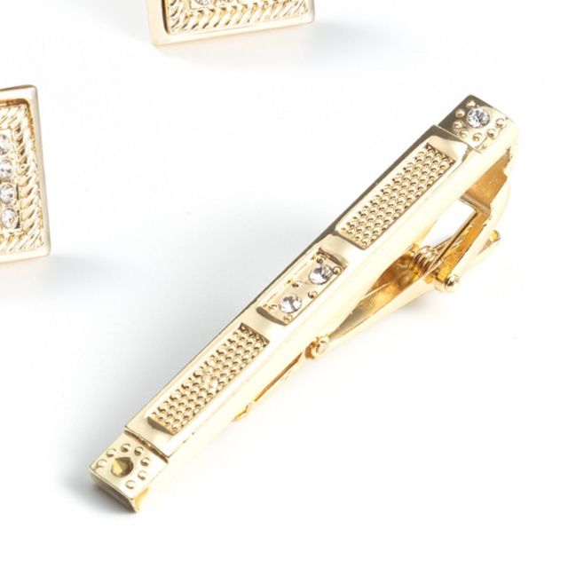 ネクタイピン 高級装飾石付きネクタイピンカフリンクスセット