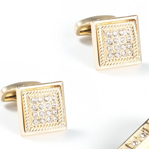 ネクタイピン 高級装飾石付きネクタイピンカフリンクスセット