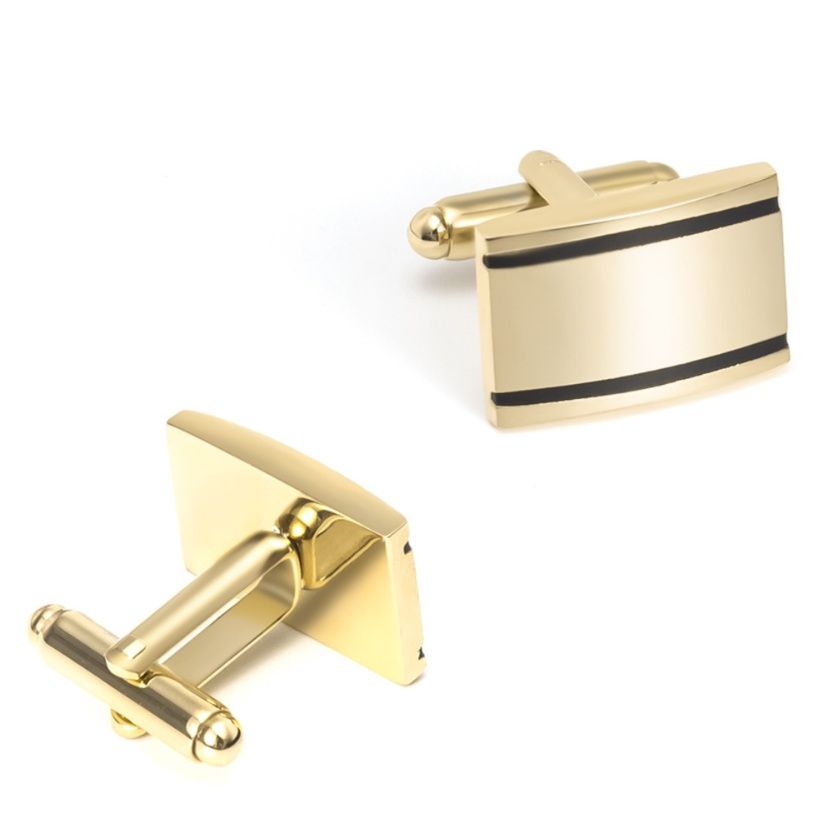 ネクタイピン ゴールド&ブラックライン ネクタイピン・カフスセット