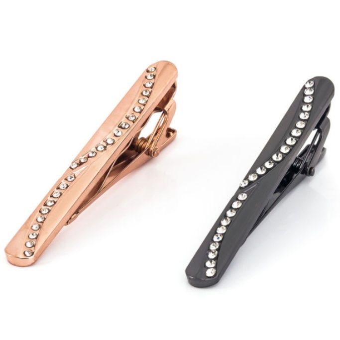 ネクタイピン 煌めく一列装飾の上品　金