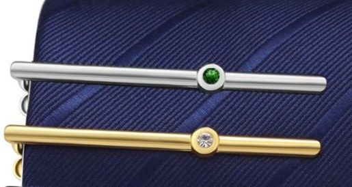 宝石風装飾付き金属製ネクタイピン