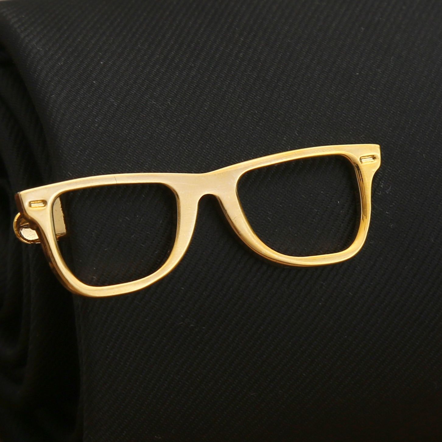 ネクタイピン 眼鏡モチーフ金属製ネクタイピン