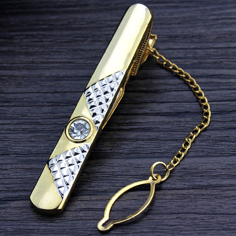 ネクタイピン 菱形模様付きクリスタル装飾ネクタイピン