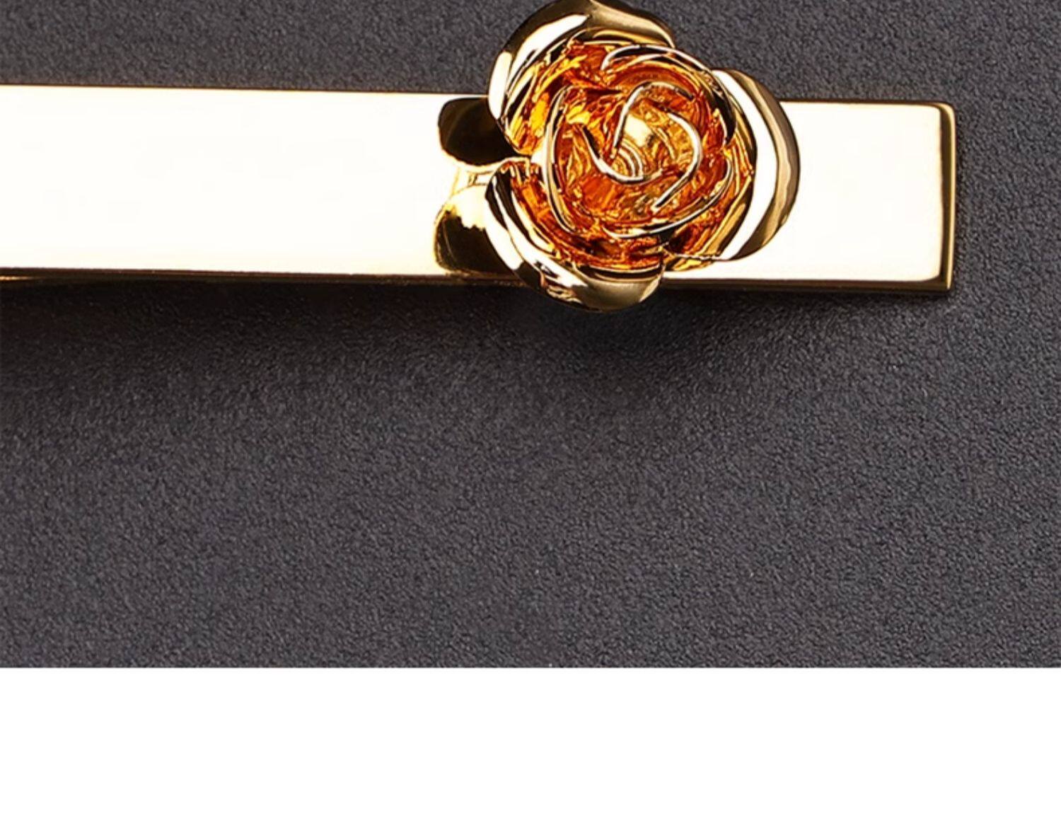 ネクタイピン 立体薔薇モチーフ金製ネクタイピン