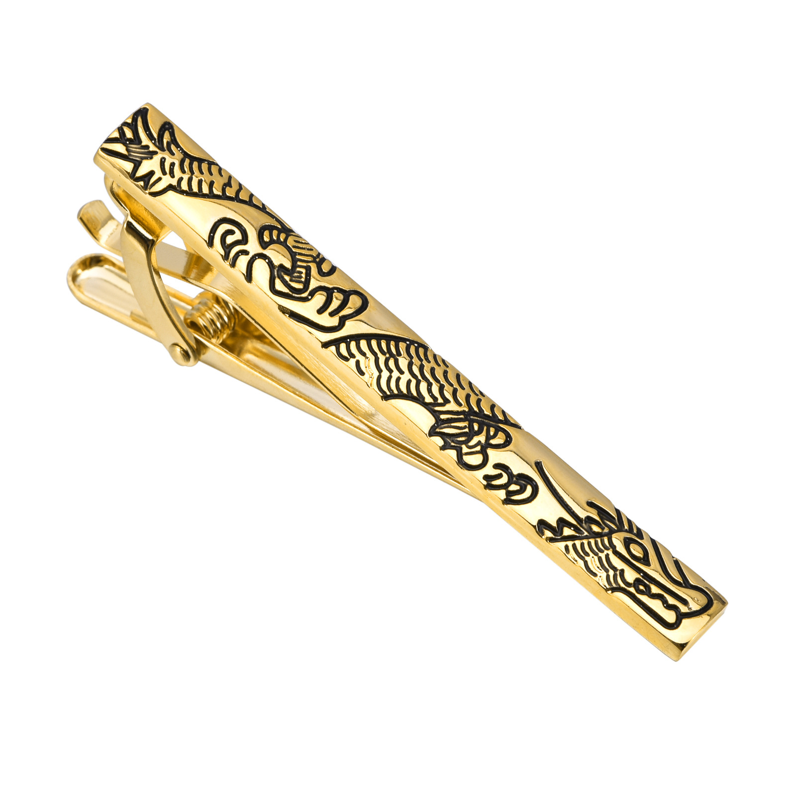 ネクタイピン 双龍彫刻金製ネクタイピン