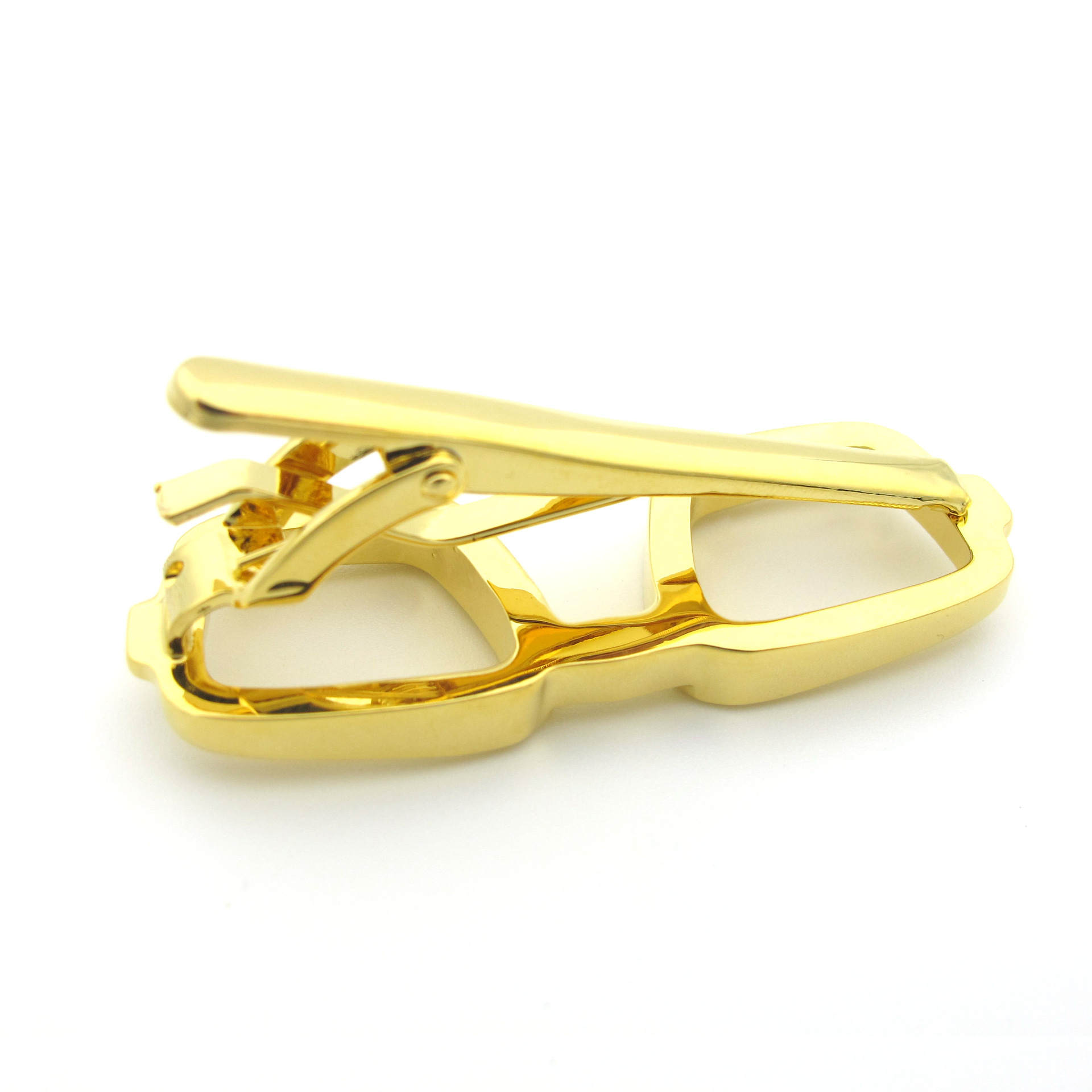 ネクタイピン 眼鏡型モチーフ金製ネクタイピン