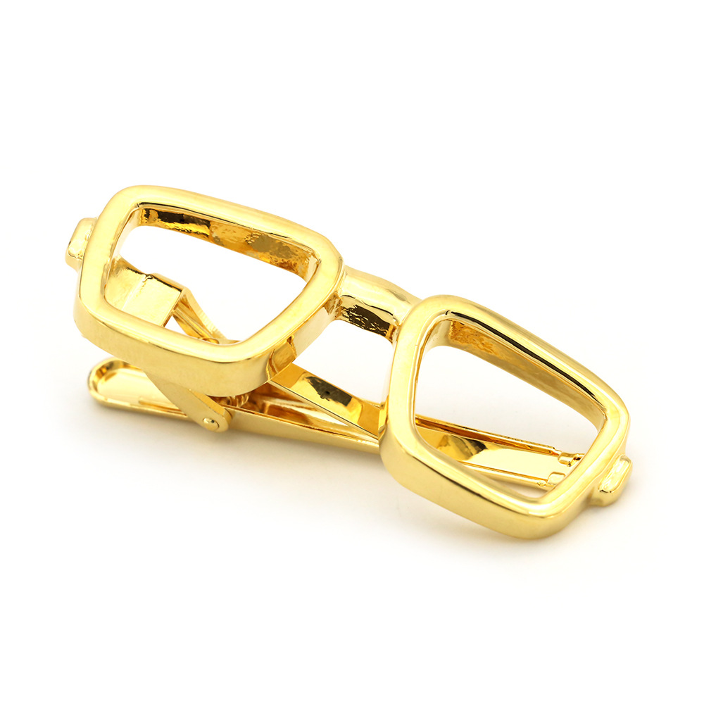 ネクタイピン 眼鏡型モチーフ金製ネクタイピン