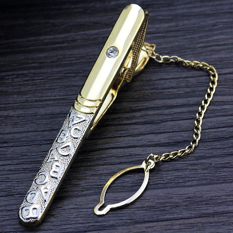 ネクタイピン 宝石付き二色調高級ネクタイピン