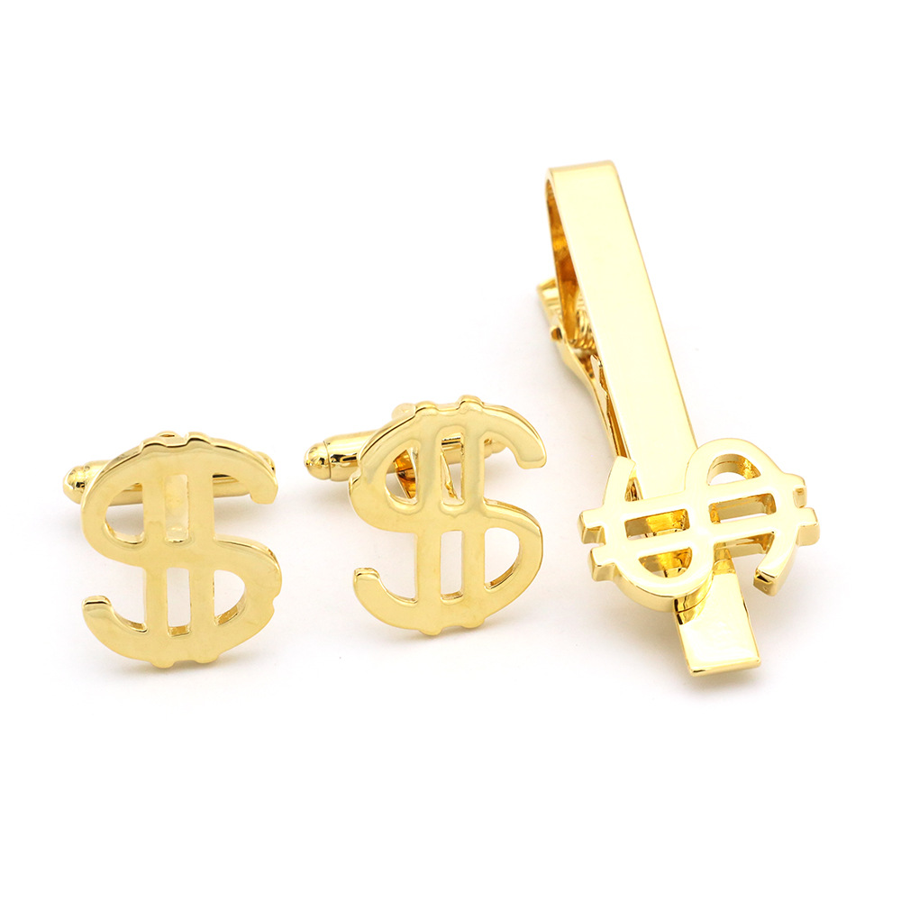 ネクタイピン 通貨記号モチーフ袖留めとネクタイピンセット