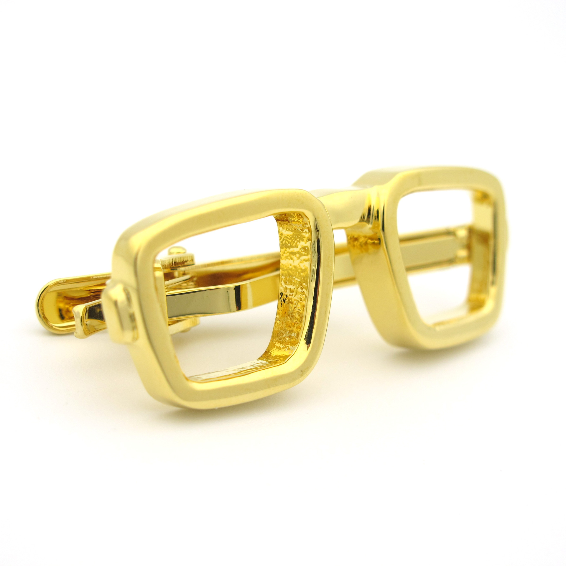 ネクタイピン 眼鏡型モチーフ金製ネクタイピン