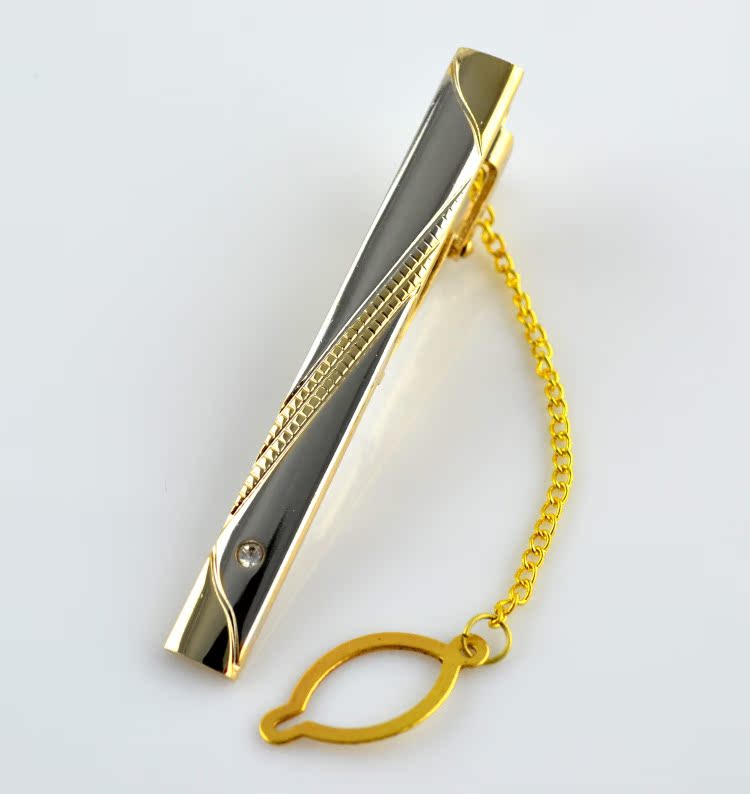 ネクタイピン 幾何学模様装飾付き金属製ネクタイピン