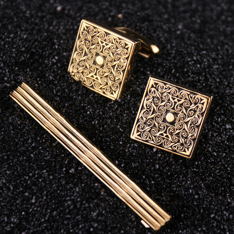ネクタイピン 上品な渦巻き彫刻が美しい高級ネクタイピンセット