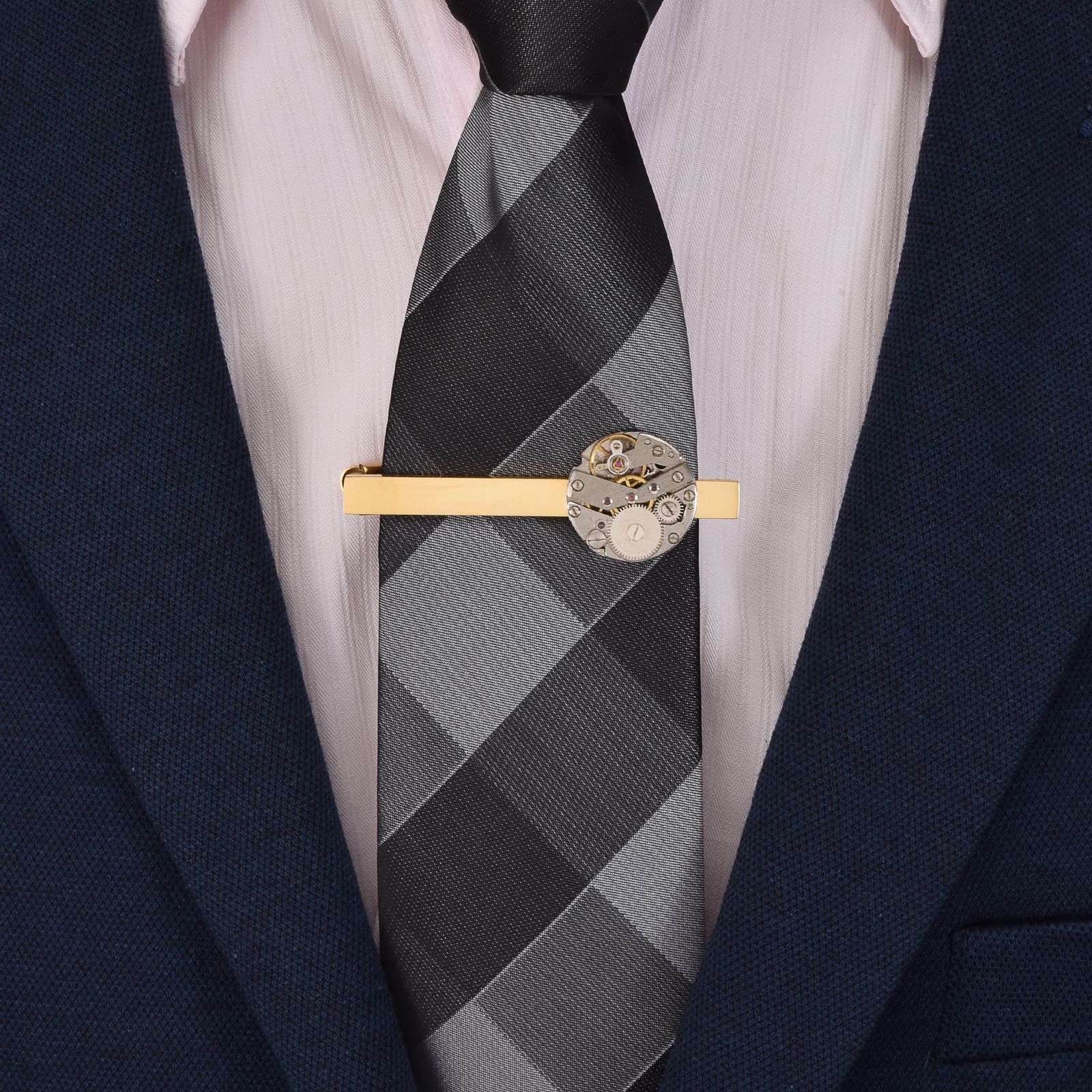 ネクタイピン 機械式時計ムーブメント装飾金製ネクタイピン