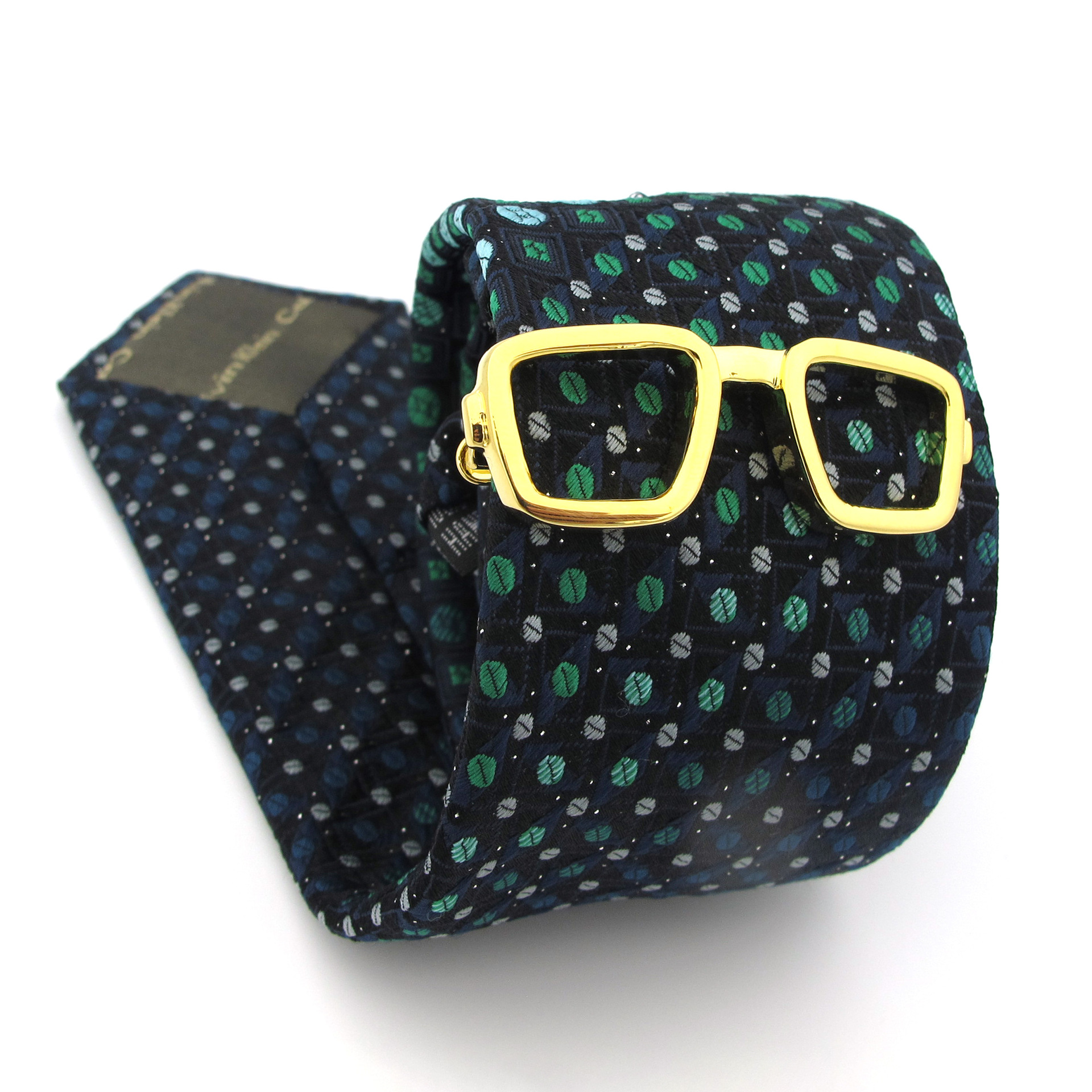 ネクタイピン 眼鏡型モチーフ金製ネクタイピン