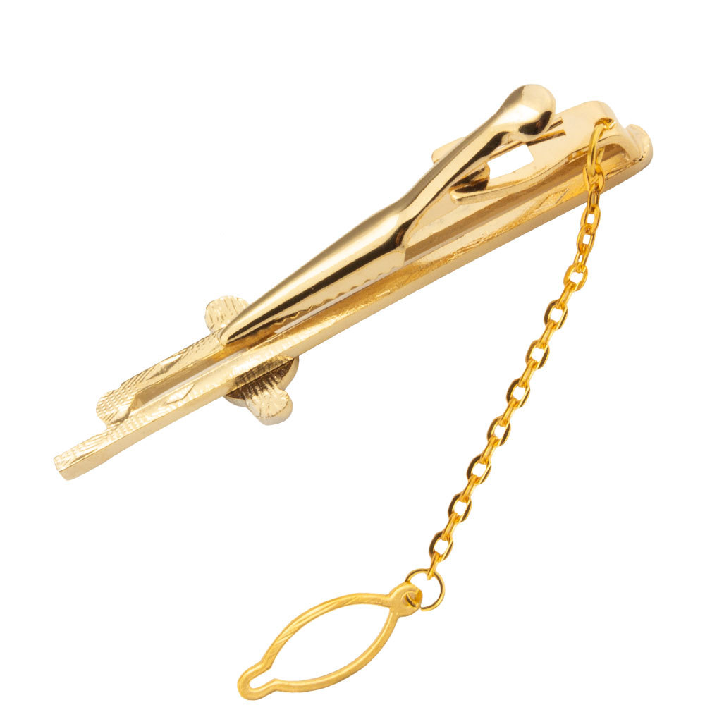 ネクタイピン 音符モチーフ高級ネクタイピンチェーン付き