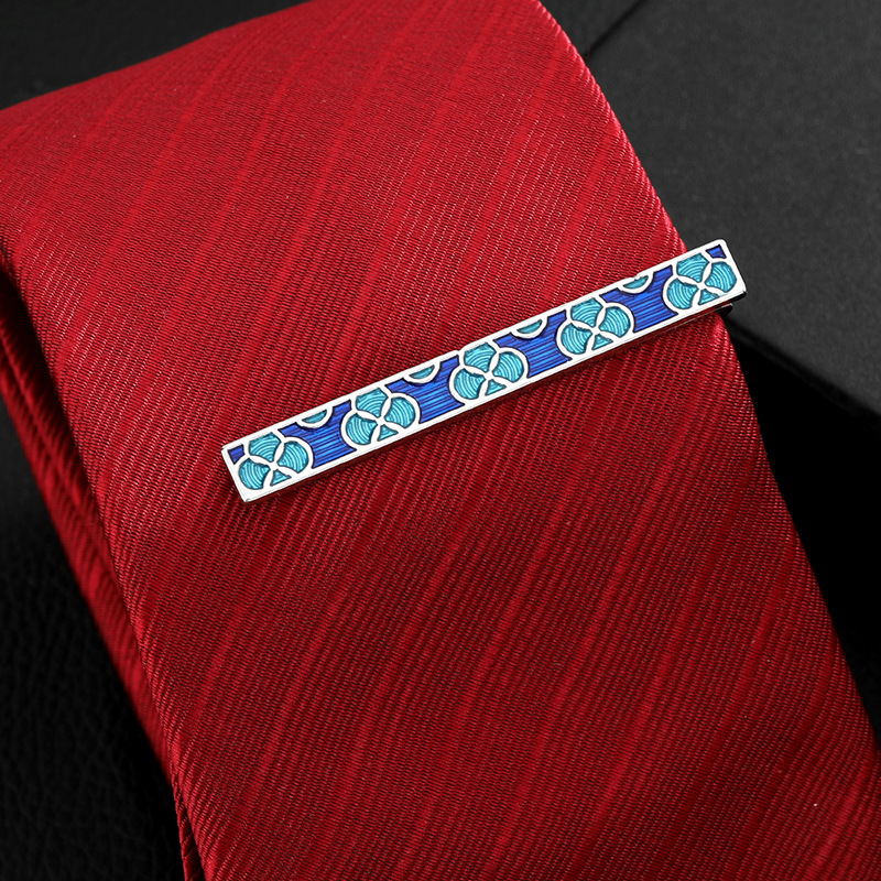 ネクタイピン 七宝焼風幾何学模様　金