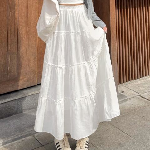 ティアードスカート  ティアードスカート  優美なプリーツティアードスカート