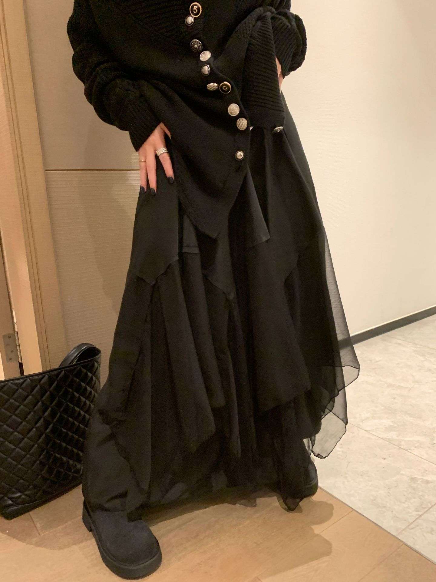 スカート ティアード なびきティアードロングスカート