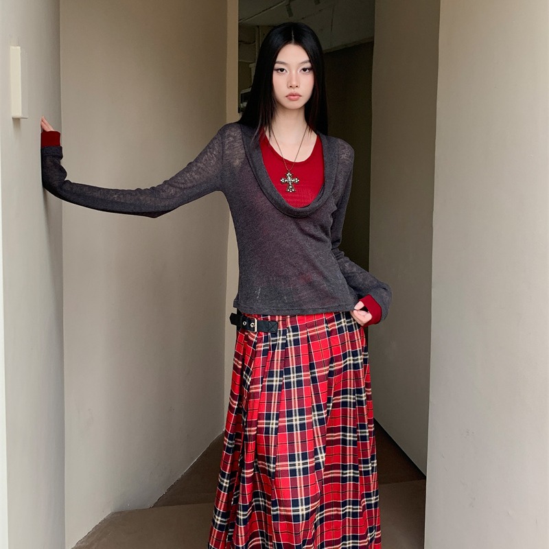 スカート ティアード 優美なプリーツロングスカート