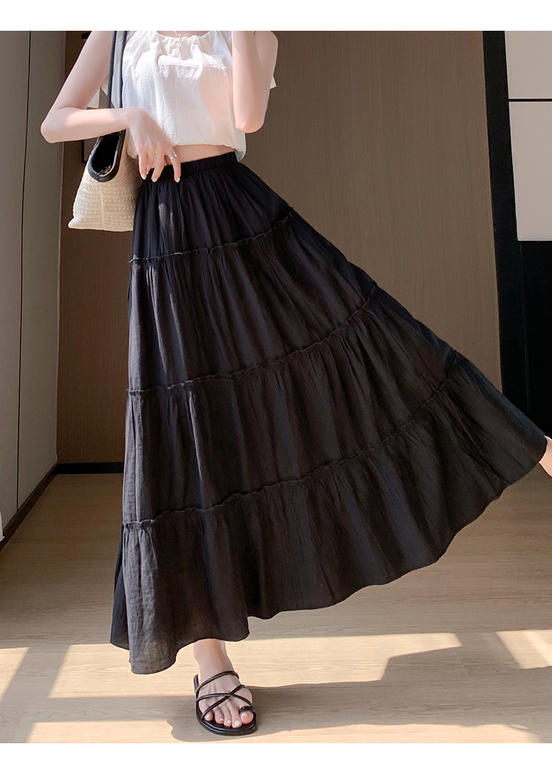 ティアードスカート  ティアードスカート  優美なる段重ねプリーツロング