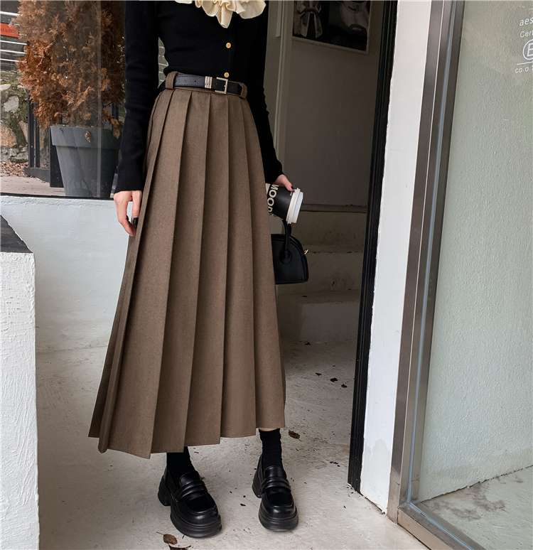 スカートティアード プリーツロングスカート
