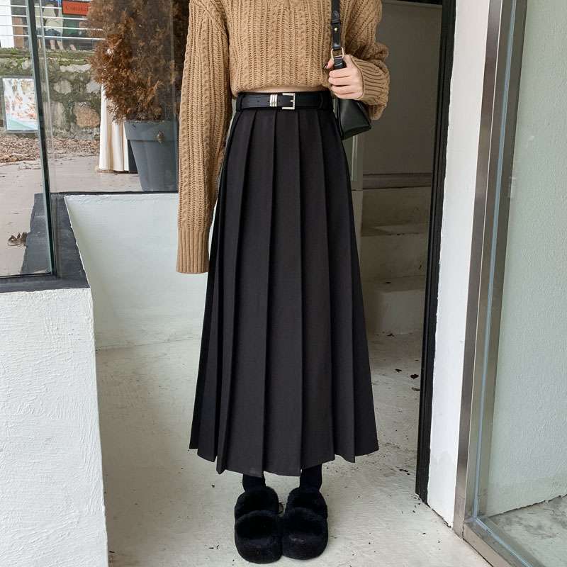 スカートティアード プリーツロングスカート