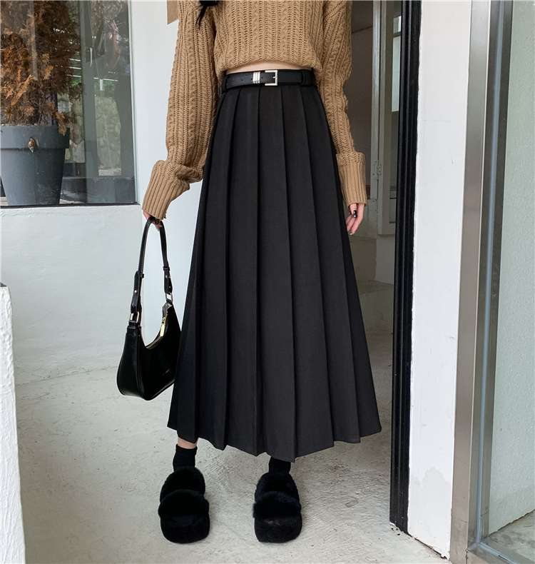 スカートティアード プリーツロングスカート
