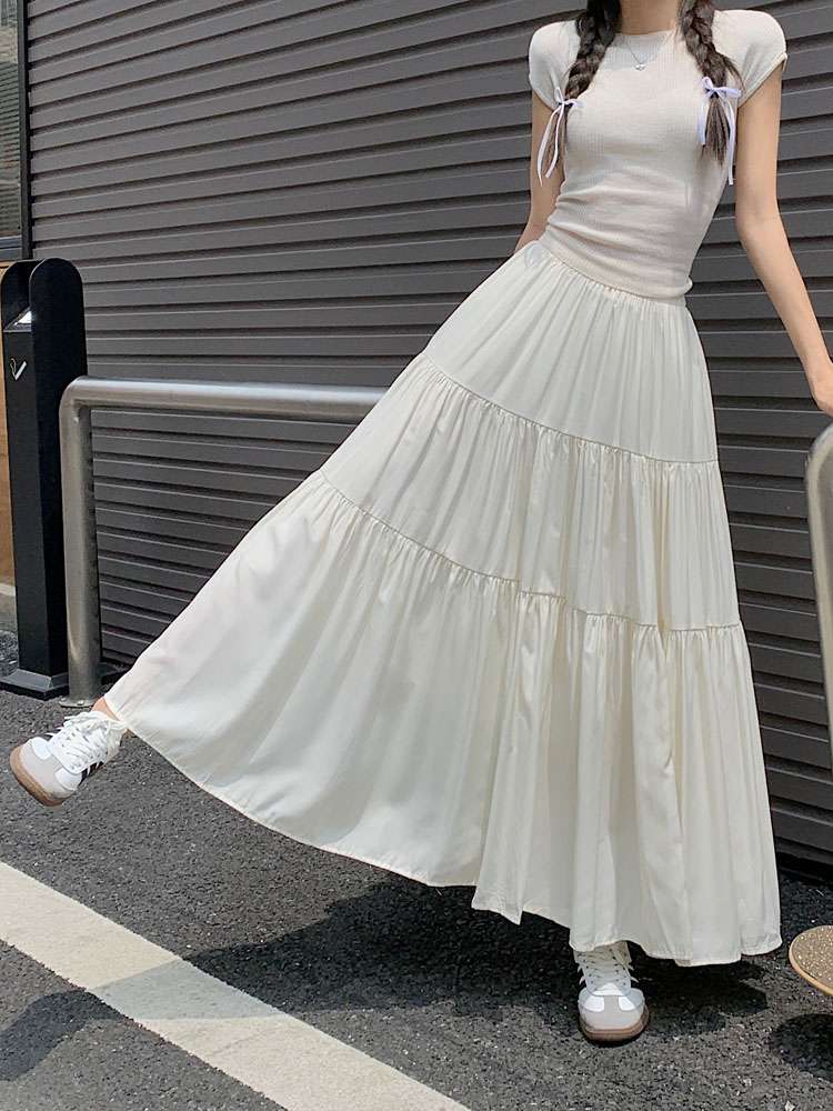 スカート ティアード ふんわりティアードロングスカート