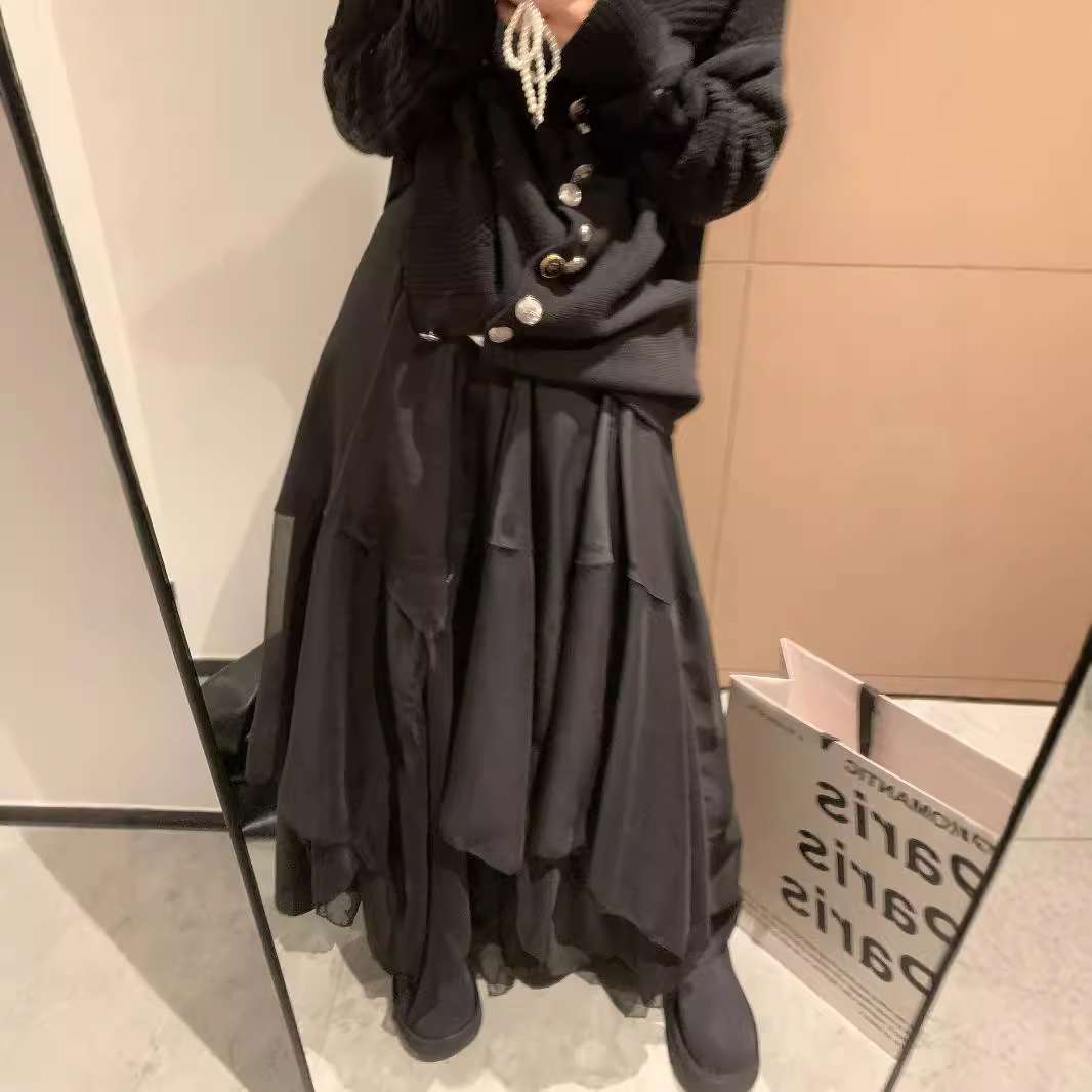 スカート ティアード なびきティアードロングスカート