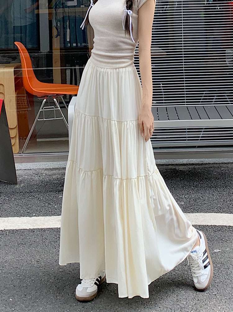 スカート ティアード ふんわりティアードロングスカート