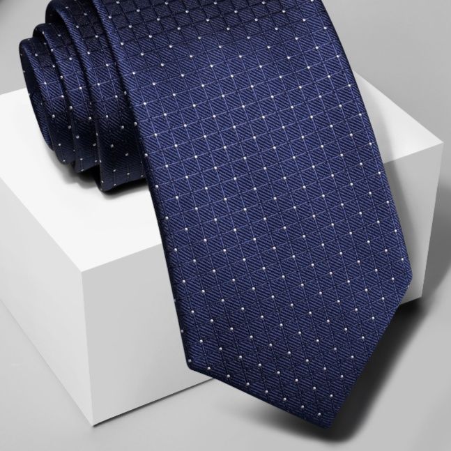 上品な小紋格子柄ネクタイ