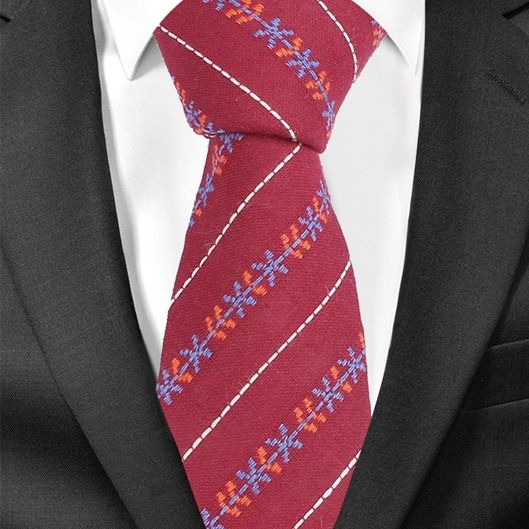 ネクタイ 斜線刺繍装飾ストライプ柄ネクタイ