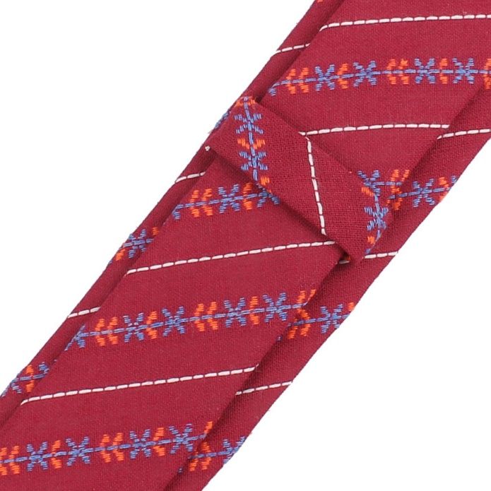 ネクタイ 斜線刺繍装飾ストライプ柄ネクタイ