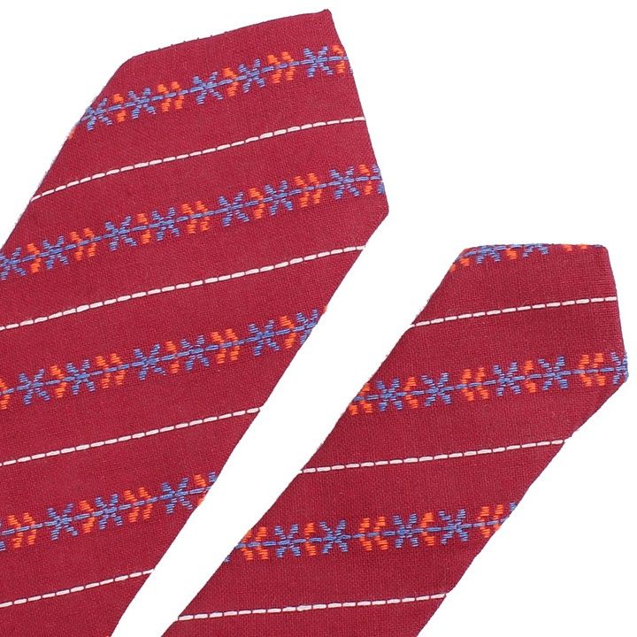 ネクタイ 斜線刺繍装飾ストライプ柄ネクタイ