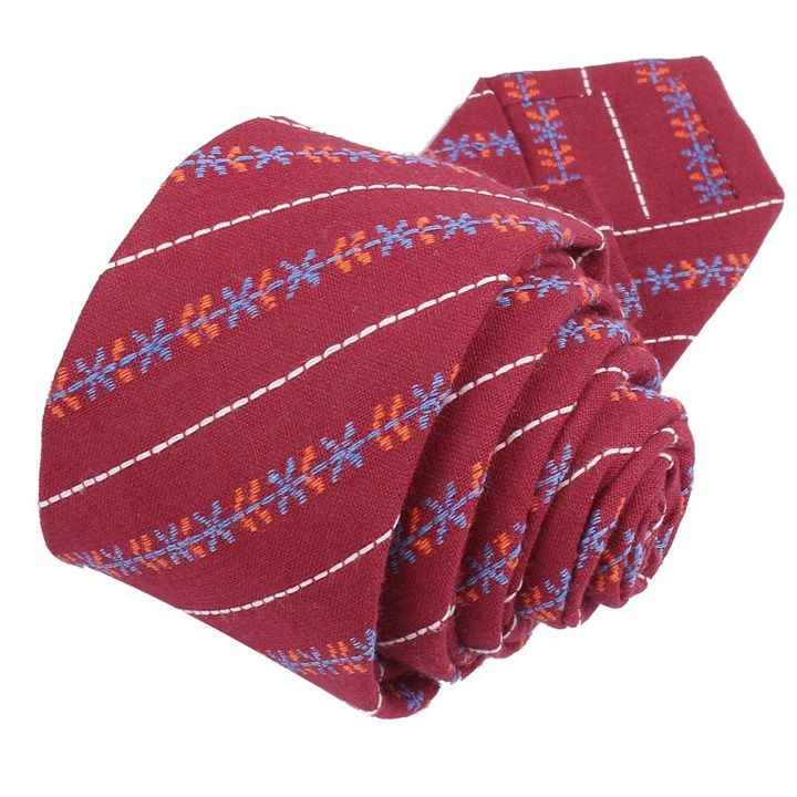 ネクタイ 斜線刺繍装飾ストライプ柄ネクタイ