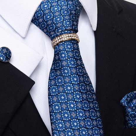 ネクタイ 波紋柄の光沢シルクネクタイセット