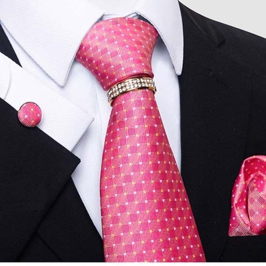 ネクタイ 波紋柄の光沢シルクネクタイセット